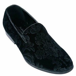 Frederico Leone Black Velvet Jacquard Tuxedo Shoes sz 8.5 med
